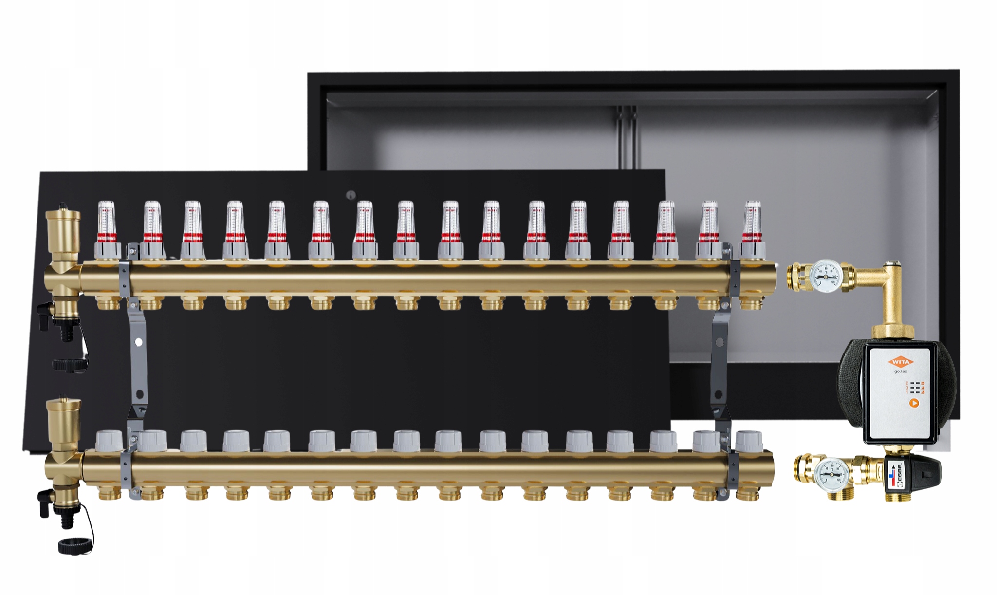 Rozdělovač pro podlahu 16 okruhů s Wita skupinou podomítkový box