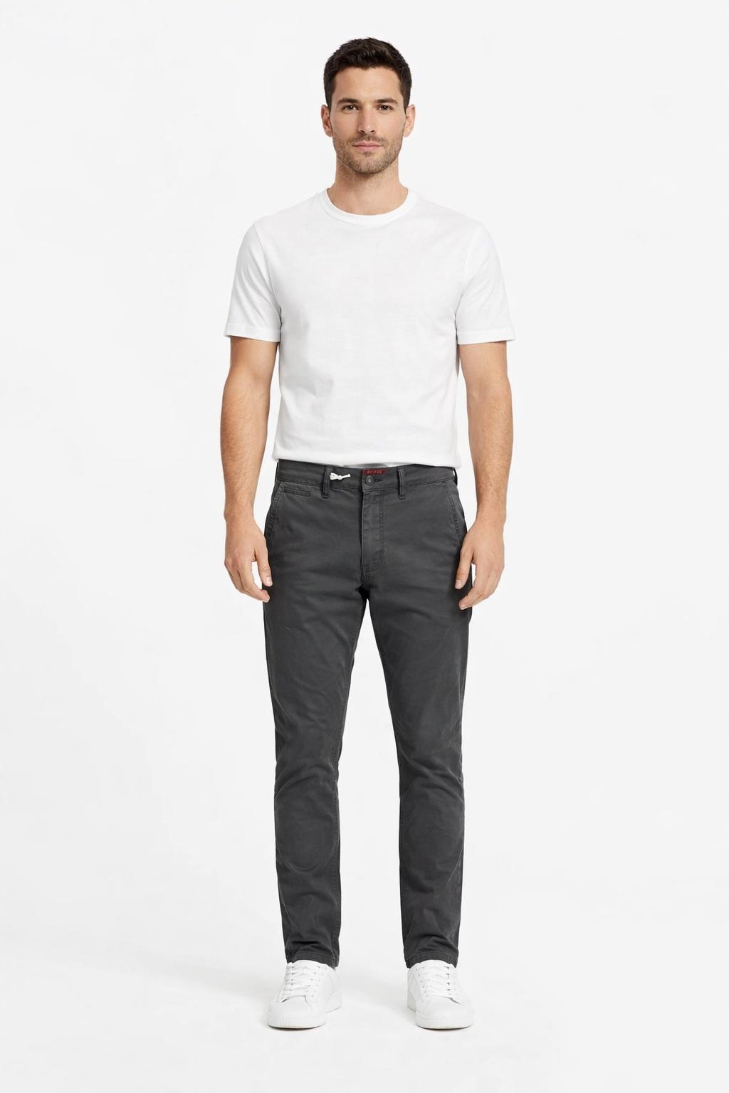 Guess Pánské Kalhoty Casual Rovné Hladké Šedé 28 Gga