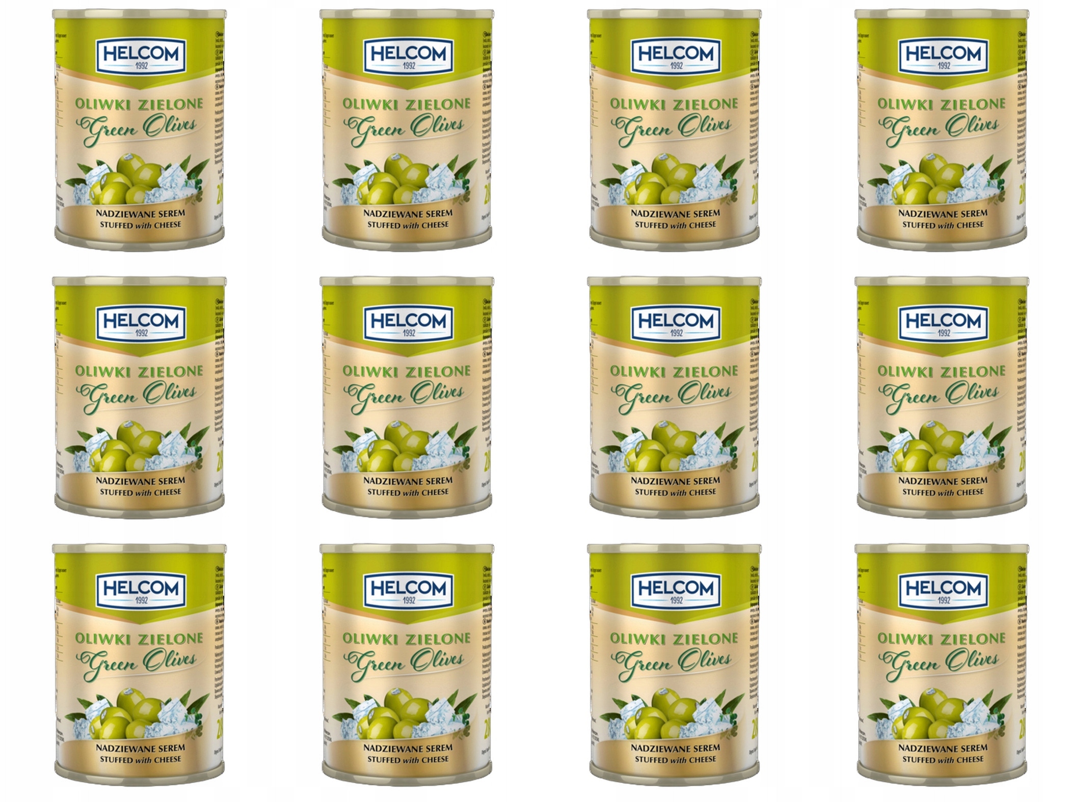 12x 300ml Helcom Oliwki zielone nadziewane serem Karton