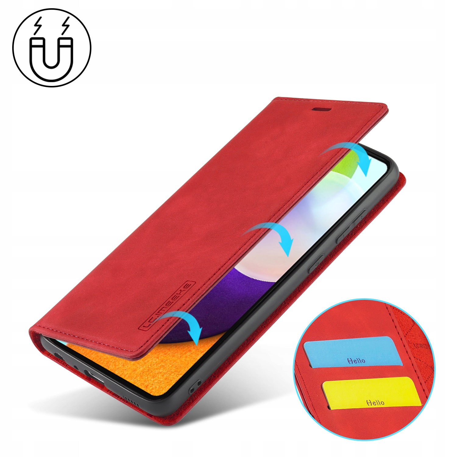 ETUI SKÓRZANE NA KLAPKĘ SAMSUNG GALAXY A52 / A52s Kolor czerwony