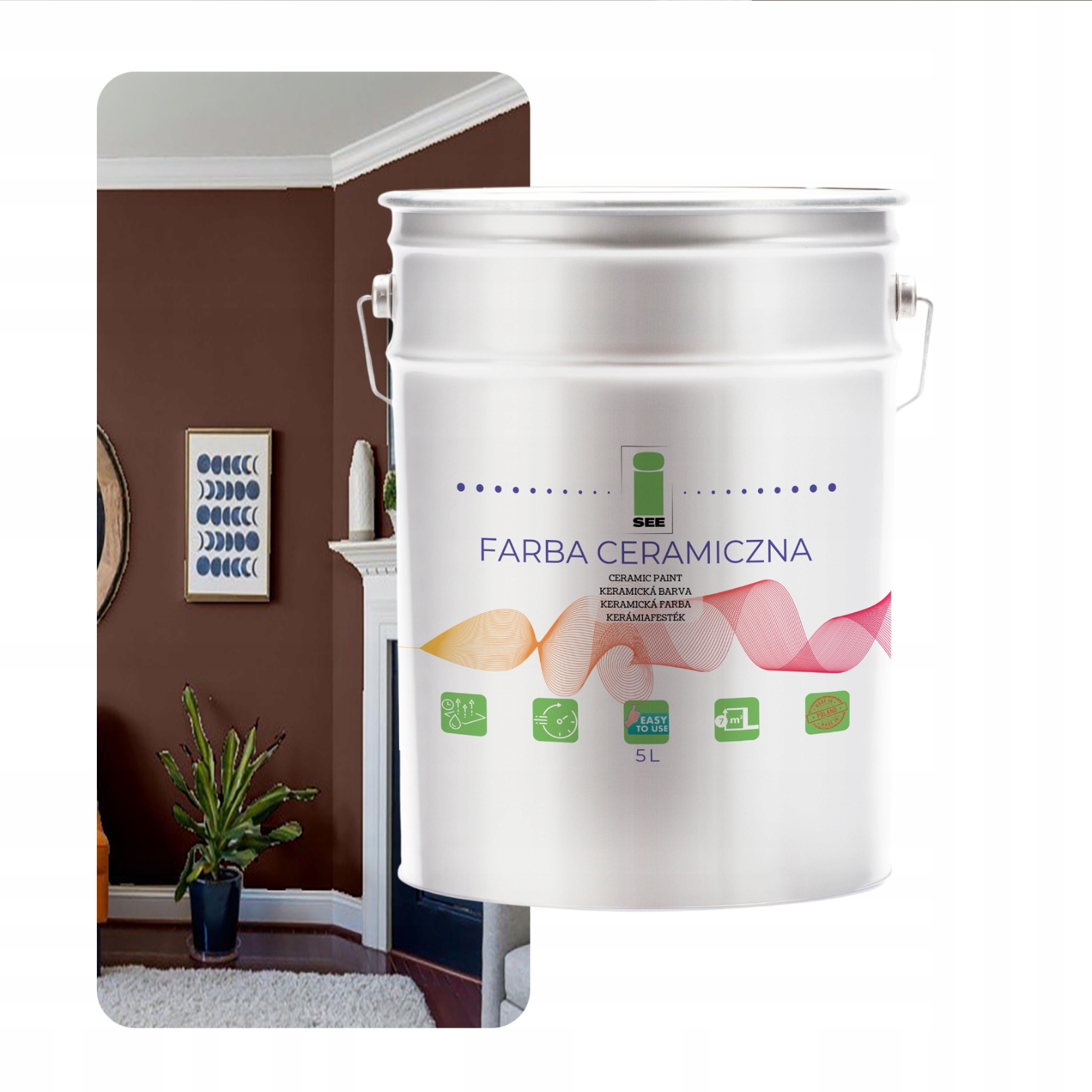Keramická Farba Na Steny Umývateľná, Hnedá, 5 L, Odolná Voči Škvrnám