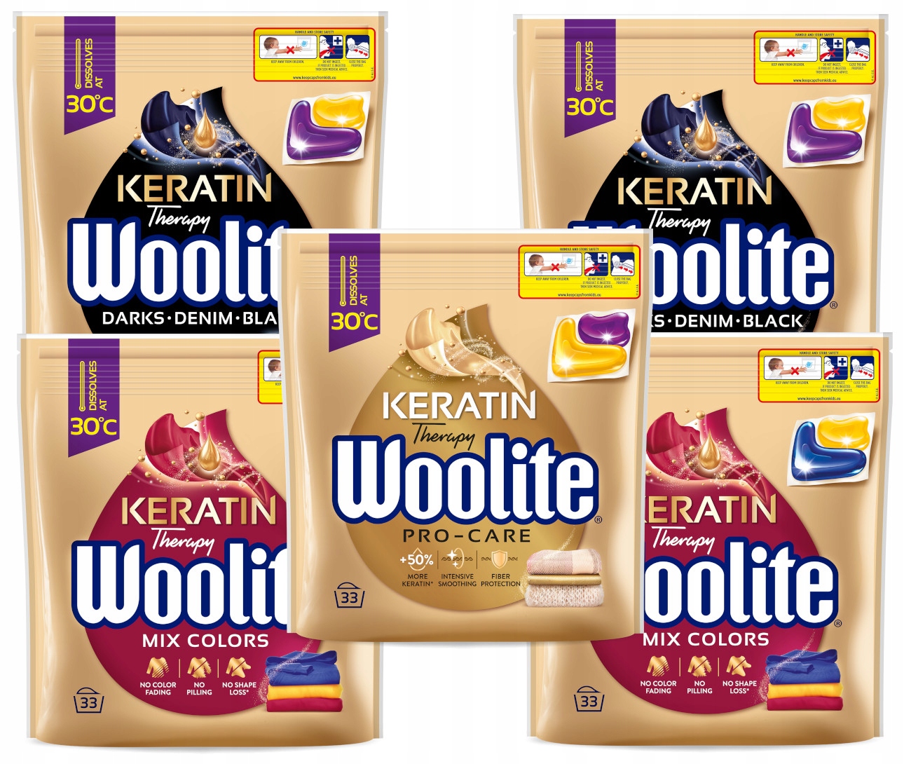 Levně Woolite Kapsle na praní mix Sada 165 kusů