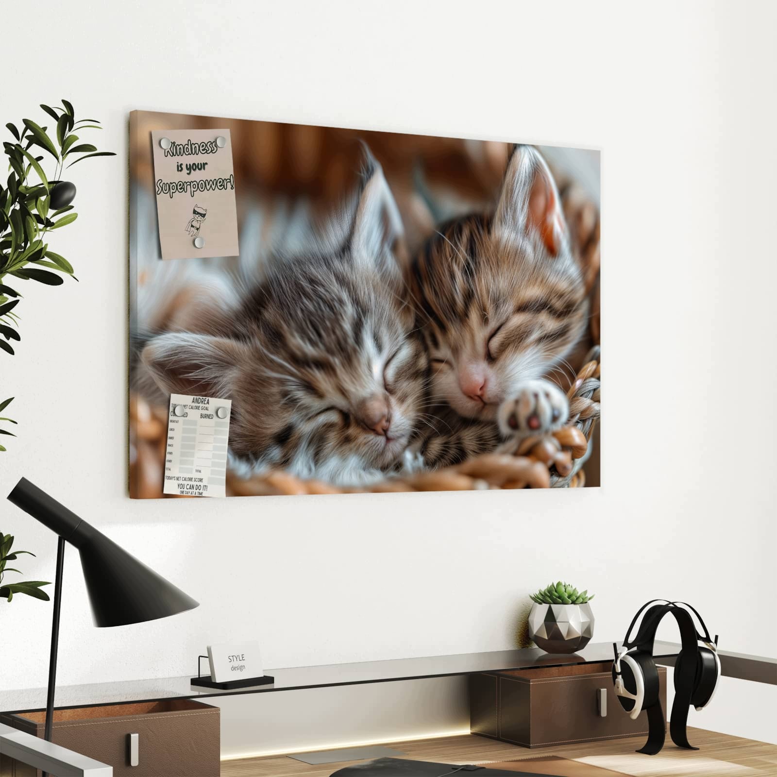 Magnetická tabule Spokojny Špioucy Koťátko 60 × 40 cm