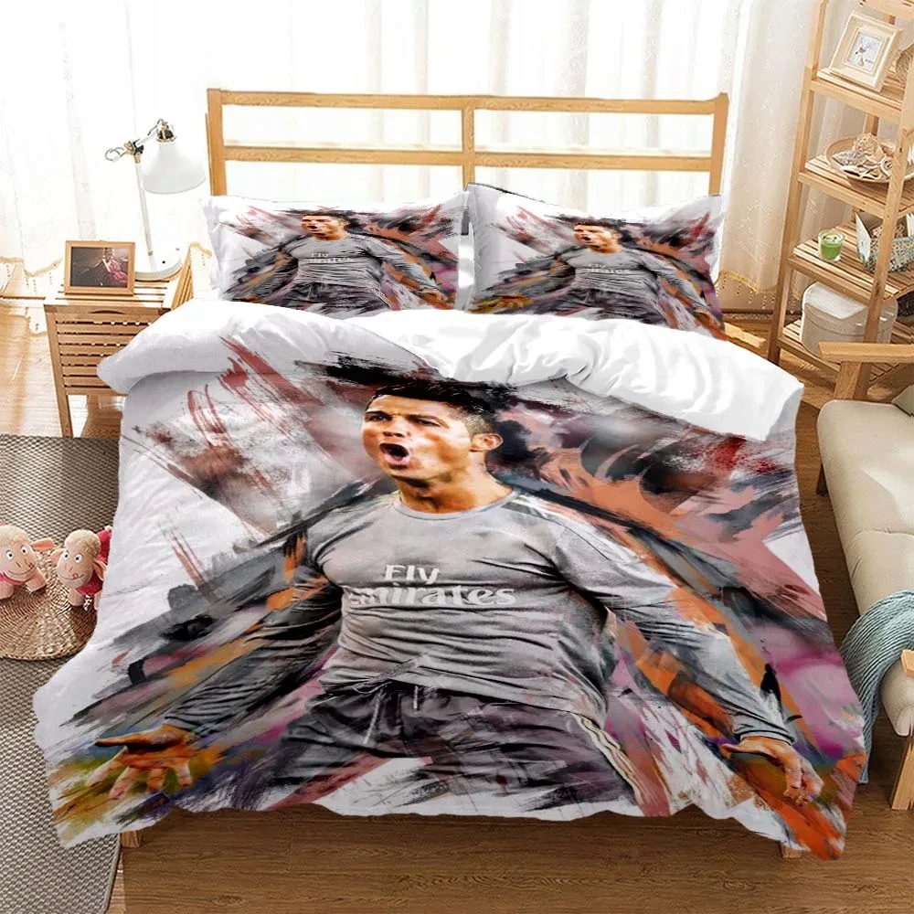 GWIAZDA PIŁKI NOŻNEJ CRISTIANO RONALDO WZORZYSTY ZESTAW POŚCIELI CHŁOPCÓW