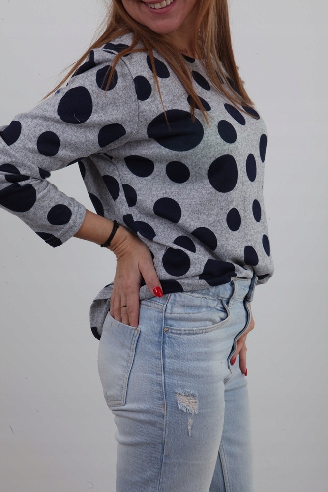 LEKKI SWETEREK BLUZKA KROPY GROCHY PRINT KOLORY*3X Rozmiar 3XL