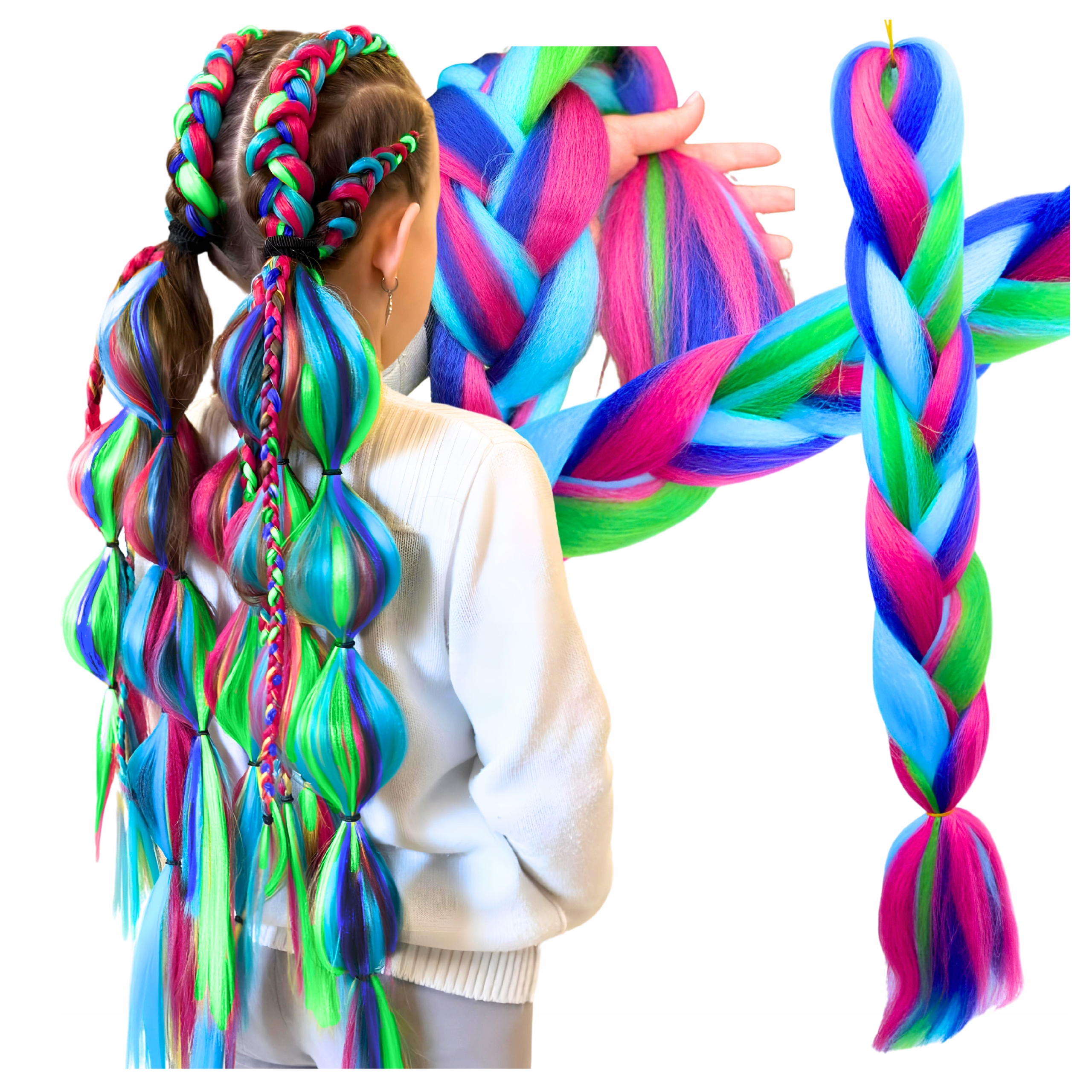WŁOSY syntetyczne DO WARKOCZYKÓW kolorowe na warkoczyki warkocze DOCZEPIANE