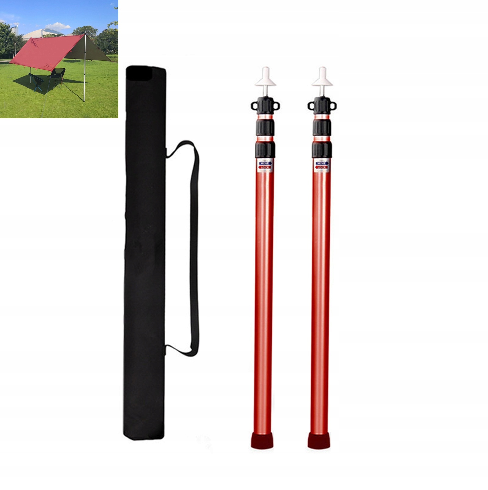 2 X Nastavitelné Stanové Tyče Ze Slitiny Hliníku 90-230 CM