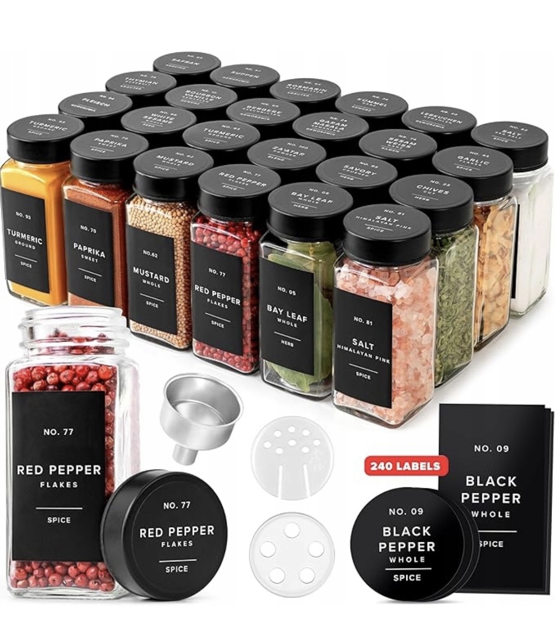 Edelhaus zestaw słoików na przyprawy 24 szt x 120ml Czarny