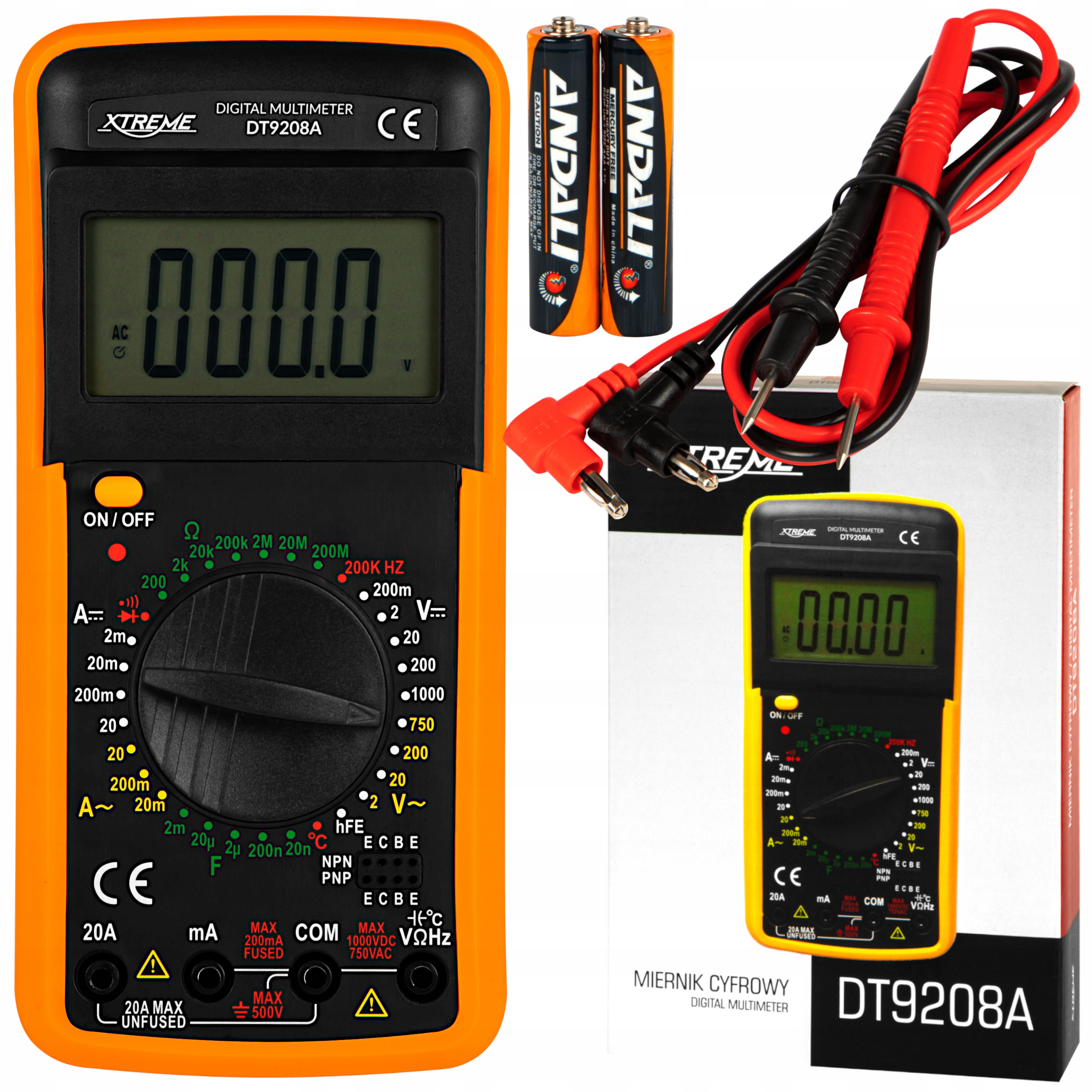 MULTIMETR MIERNIK PRĄDU NAPIĘCIA TEMPERATUR 2xAAA EAN (GTIN) 5900804118077