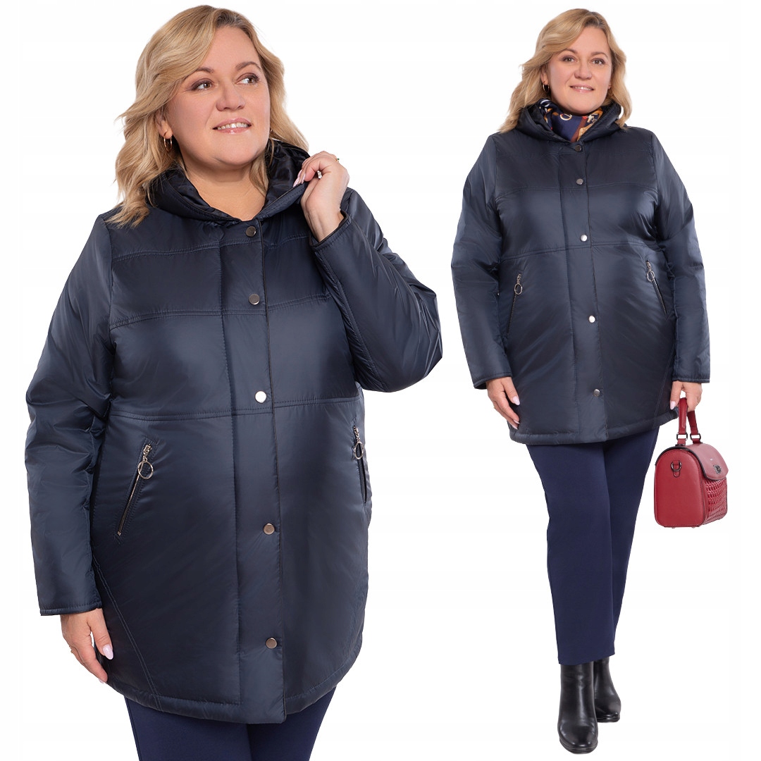 Přechodná tmavě modrá bunda s kapucí 52