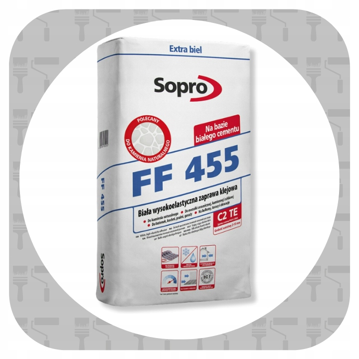 Zaprawa Klejowa Uniwersalna Wysokoelastyczna SOPRO FF 455 25 kg Stan opakowania oryginalne