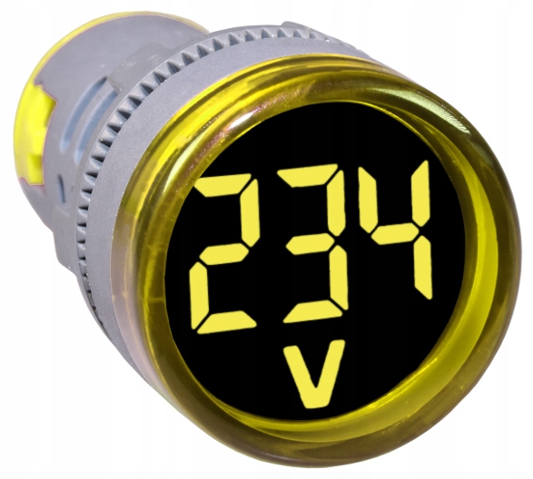 

Woltomierz okrągły 22mm 230VAC 100-500V żółty