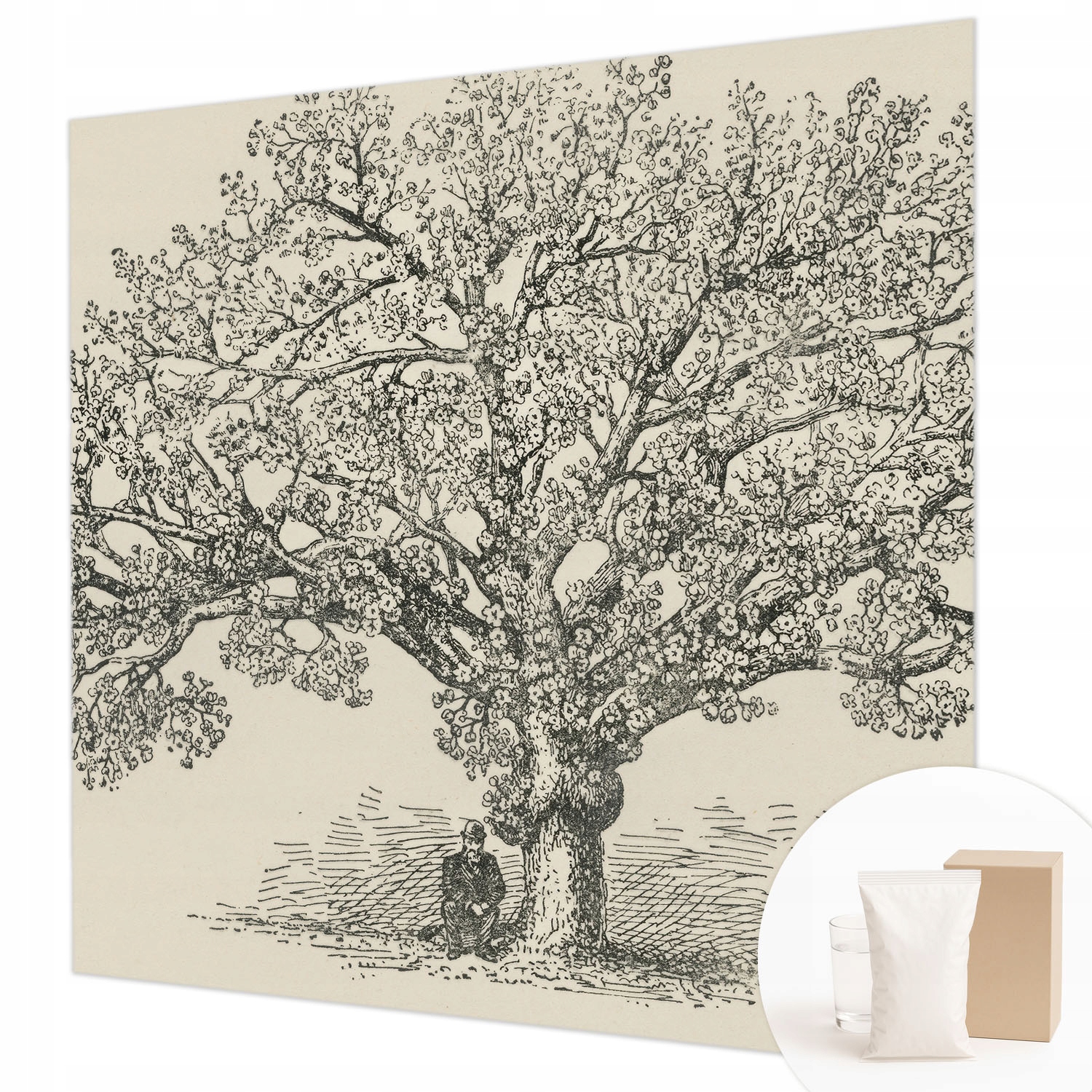 Flizelinová dekorativní fototapeta lepidlo Ilustrace stromu 250 x 250 cm