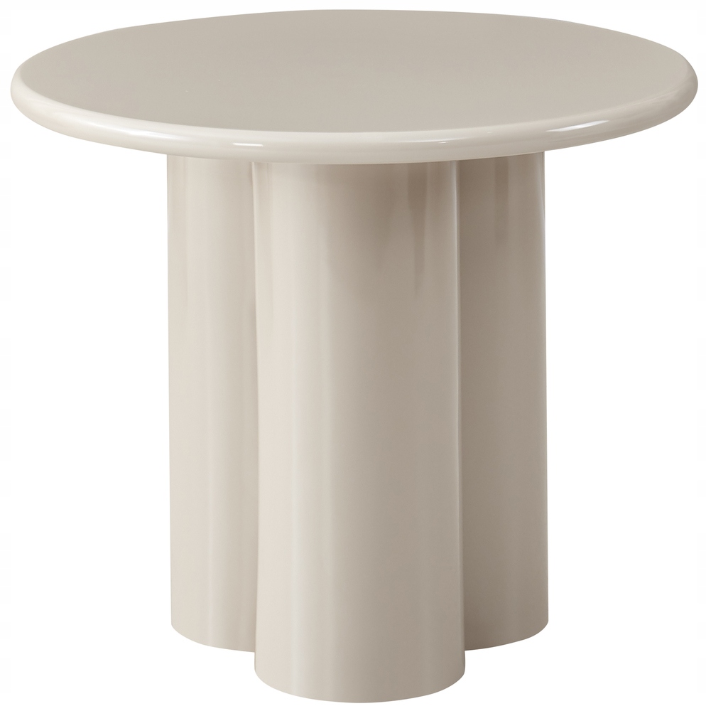Konferenční stolek Loccoli kulatý 60 cm světle béžový s vysokým leskem