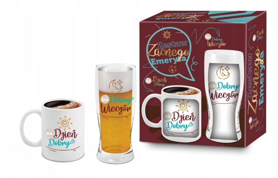 

Szklanka Do Piwa I Kubek Zestaw Zacnego Emeryta