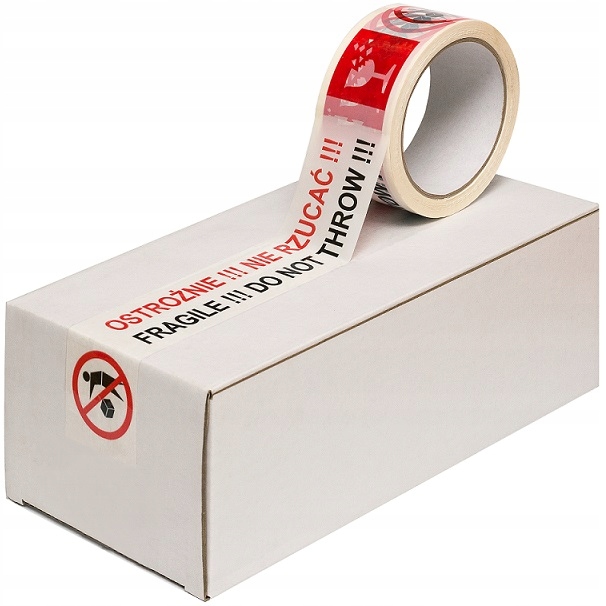 48mm TAŚMA PAKOWA Z NADRUKIEM OSTROŻNIE NIE RZUCAĆ Szerokość 45 mm