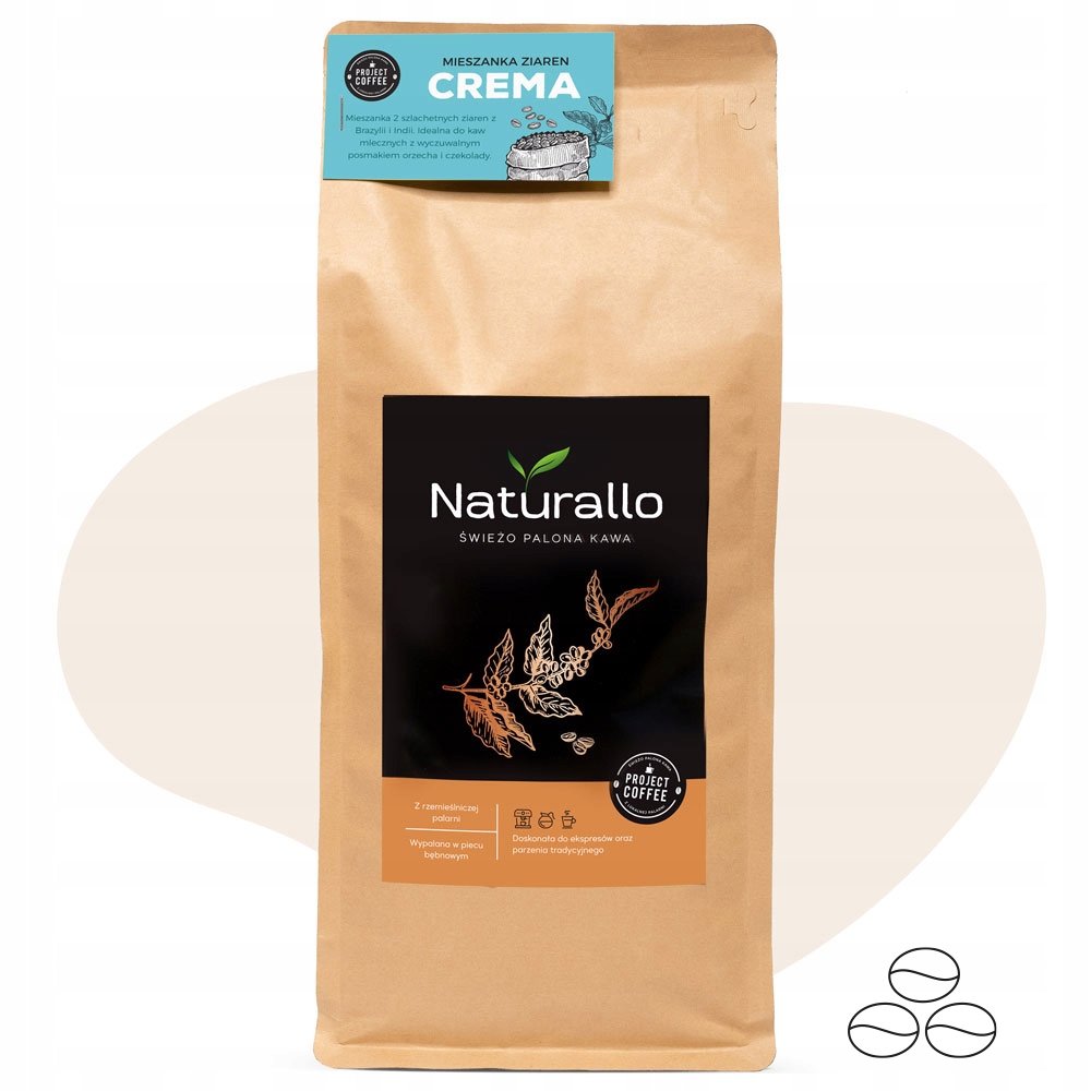 Levně Káva Crema 1kg čerstvě pražená zrnková pro automatický kávovar a kávovar