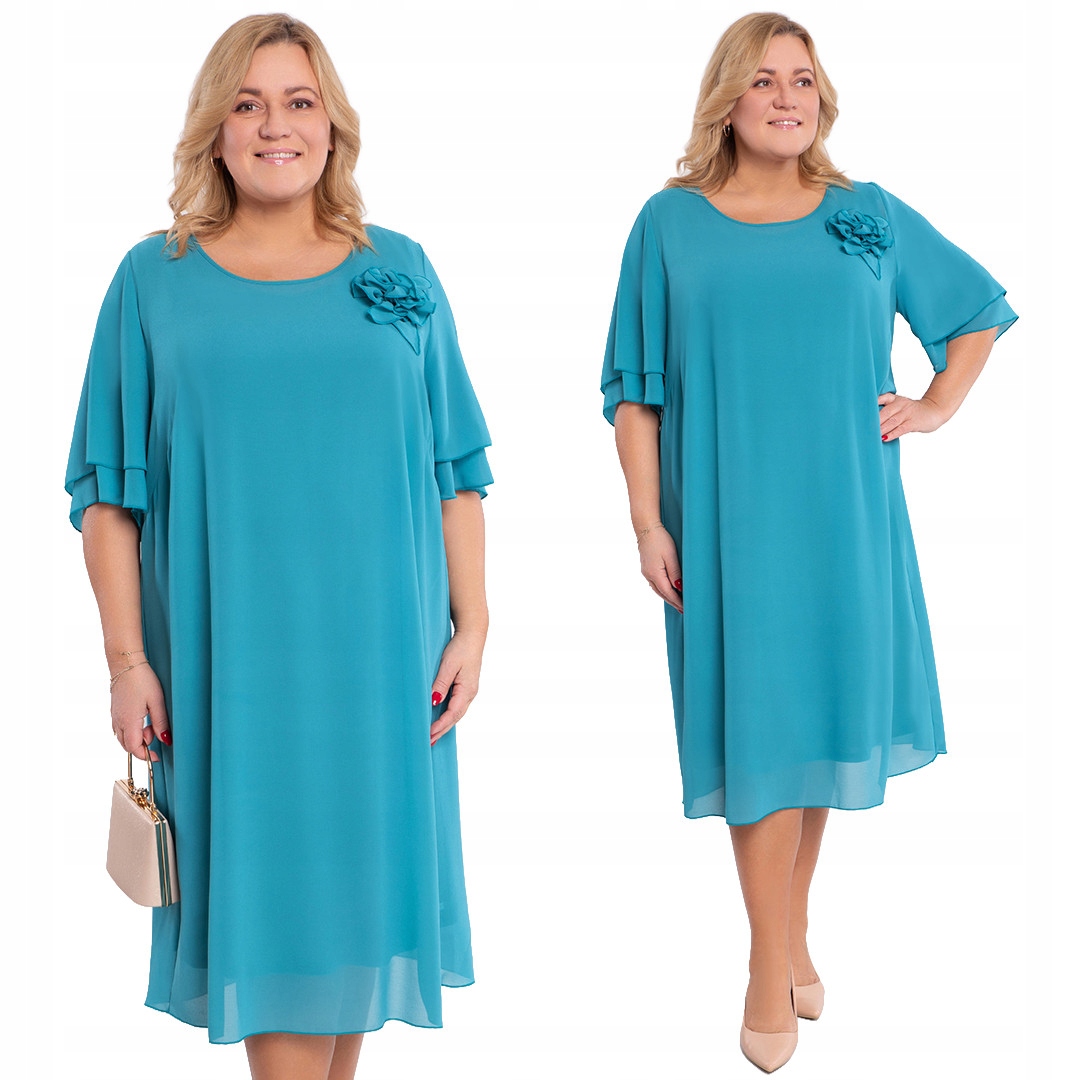 Tyrkysová šaty s květinou 54