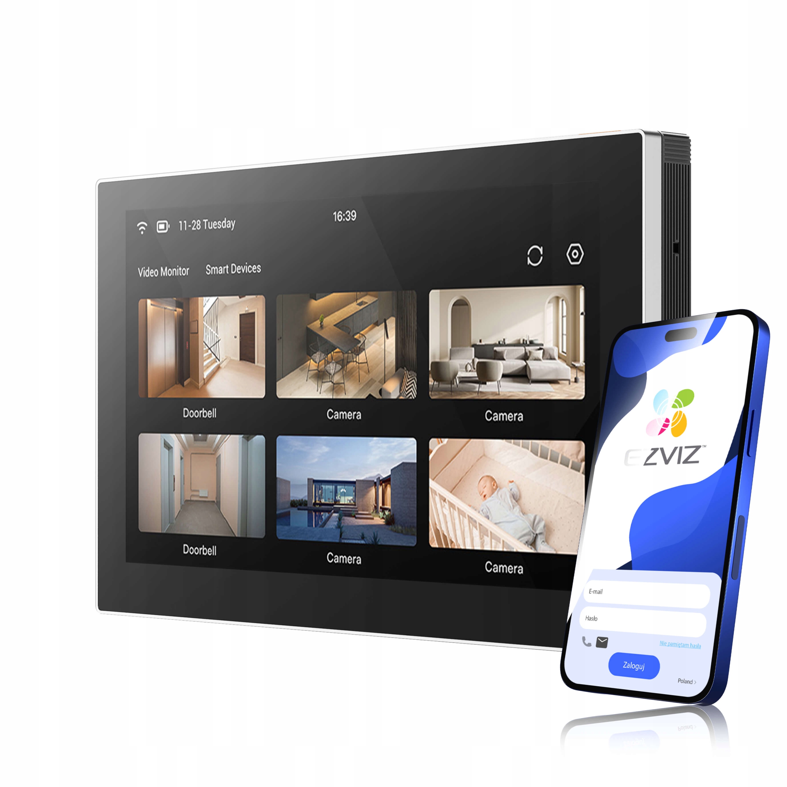 Bezprzewodowy Monitor EZVIZ SD7 Panel Dotykowy Do Kamer i Wideodomofonu