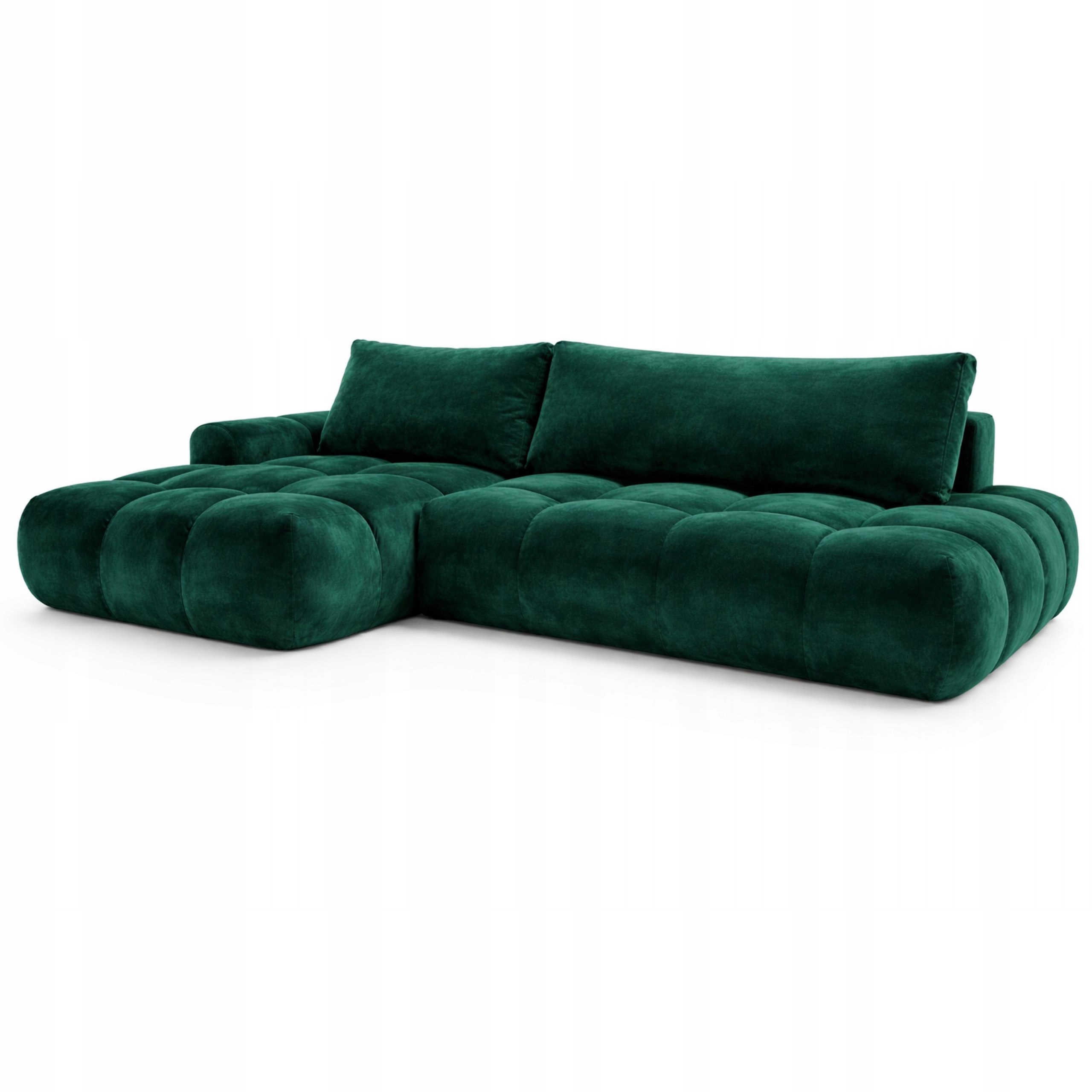 Zelený Rohová Sedací Souprava Rozkládací S Funkcí Spaní Prošívaný Soffi Levý Velur