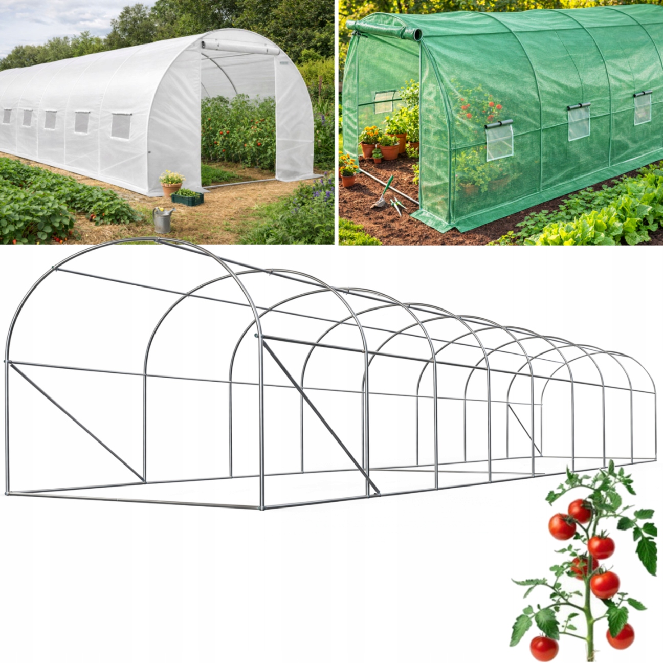 Stelaż Tunelu 8x3m Konstrukcja Pod Tunel Foliowy 800x300x200cm Bez Folii