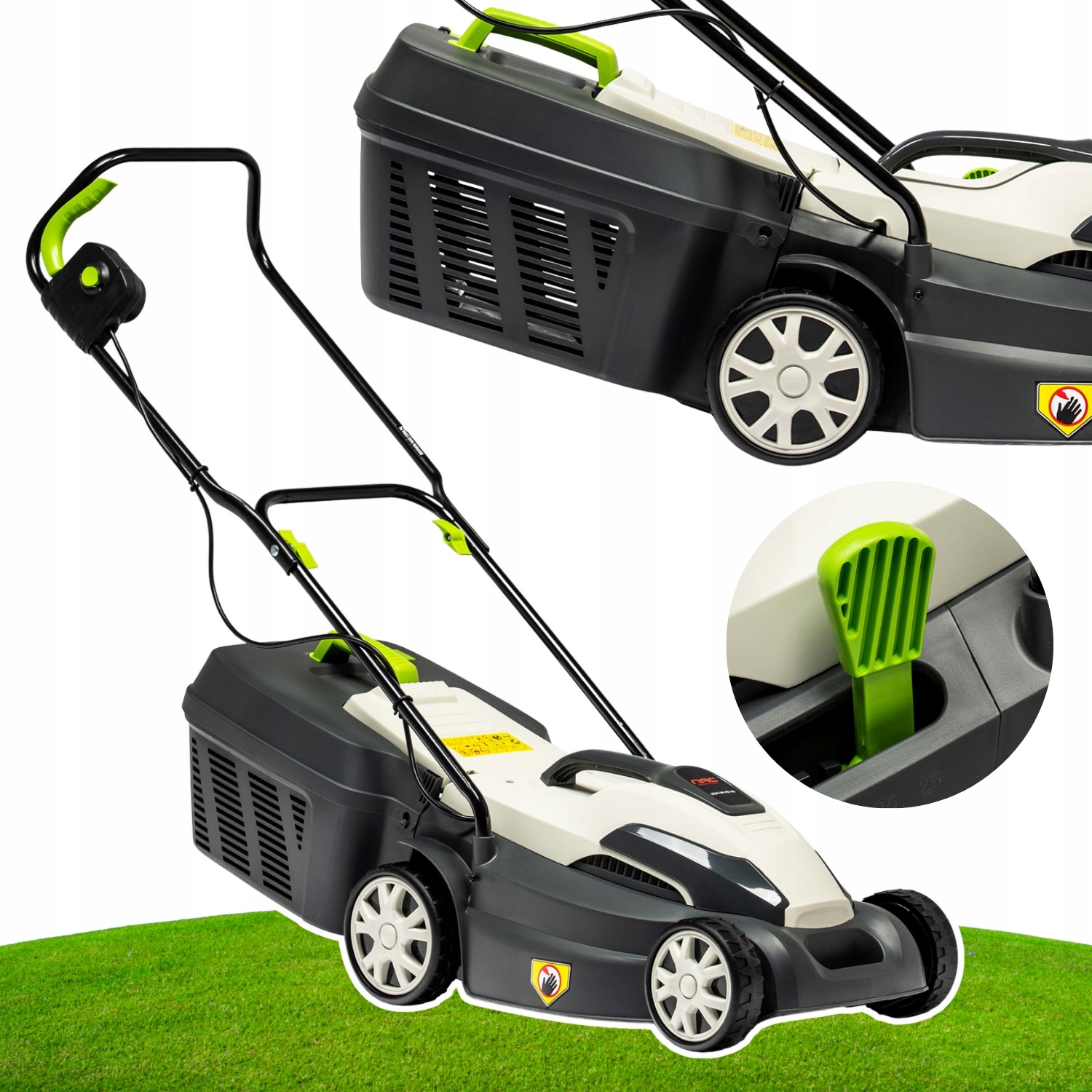 Nac Elektrická Kosačka Kôš 35 L 34 CM 1400 W Zadné Vyhadzovanie Do Koša Ľahká