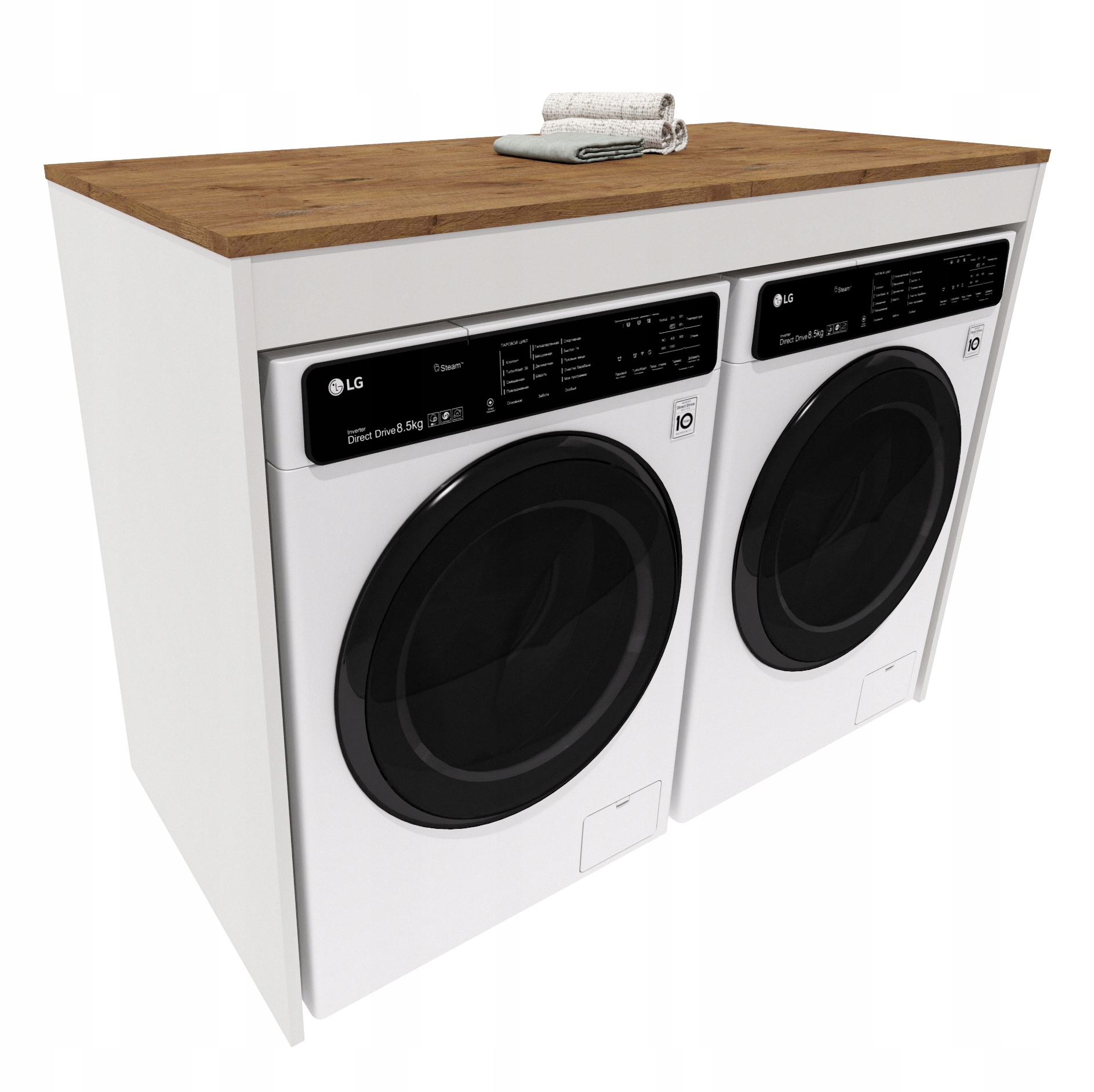 Skříňka na pračku a sušičku Levelo 97x128,4x60,8 Bílá pracovní deska Lancelot