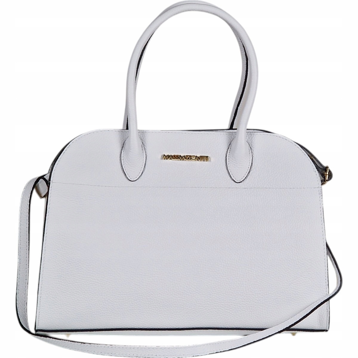 Massimo Contti kabelka klasická přírodní kůže bílá přes rameno do ruky