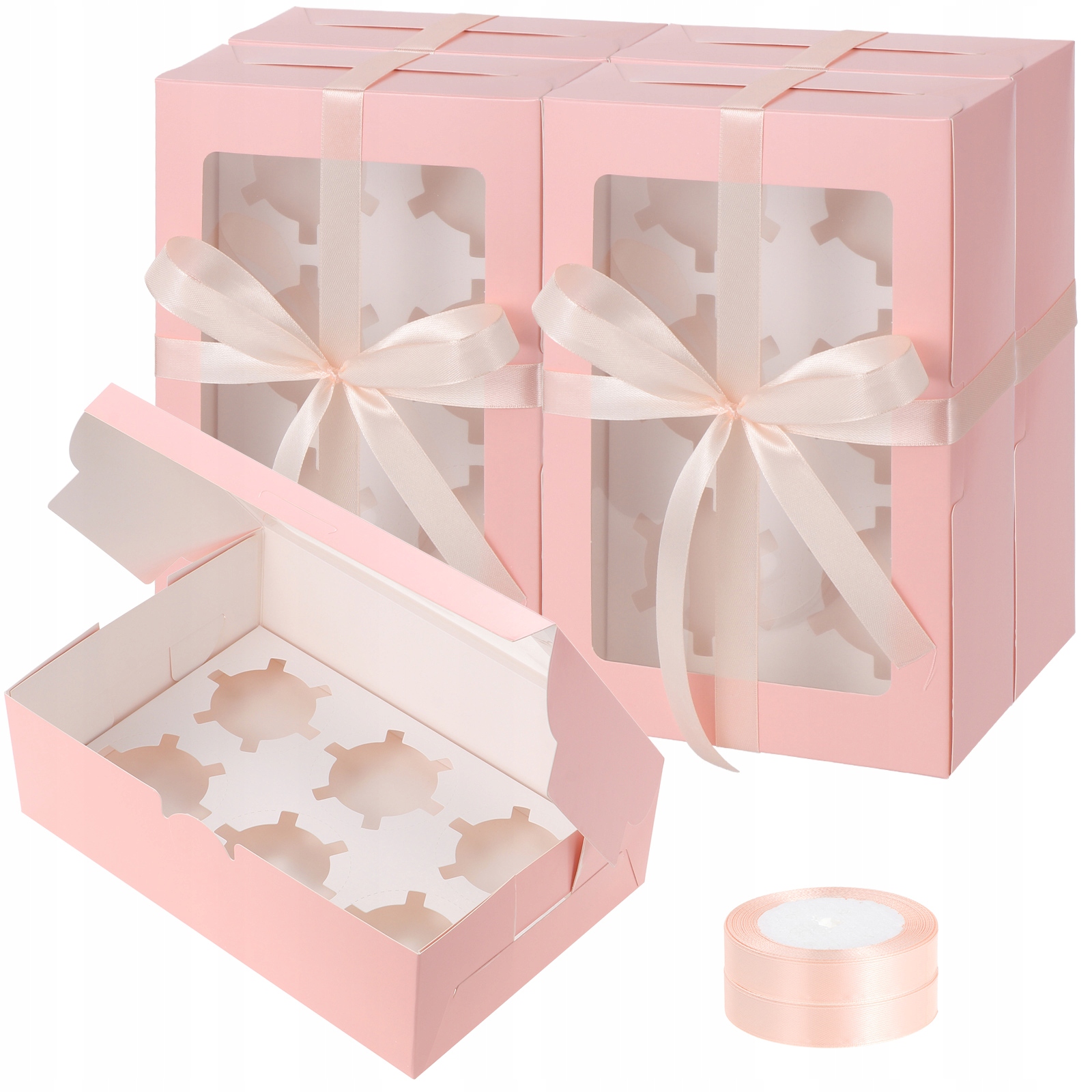 Levně Krabice Na 6 Muffinů Cupcakes Dortů 23,5x16x7,5cm Balení Se Stuhou 20 Ks