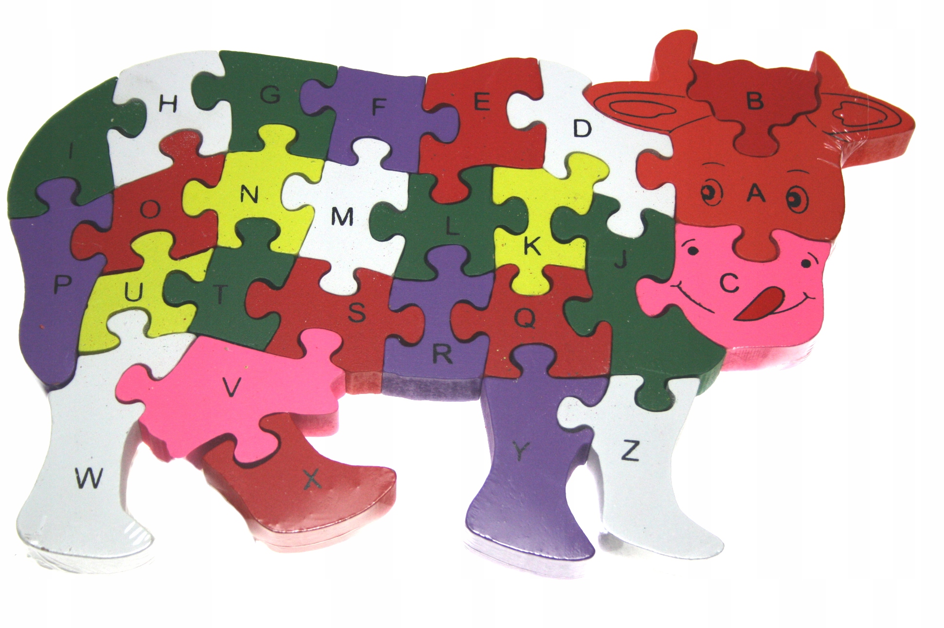 PUZZLE DREWNIANE EDUKACYJNE UKŁADANKA krówka