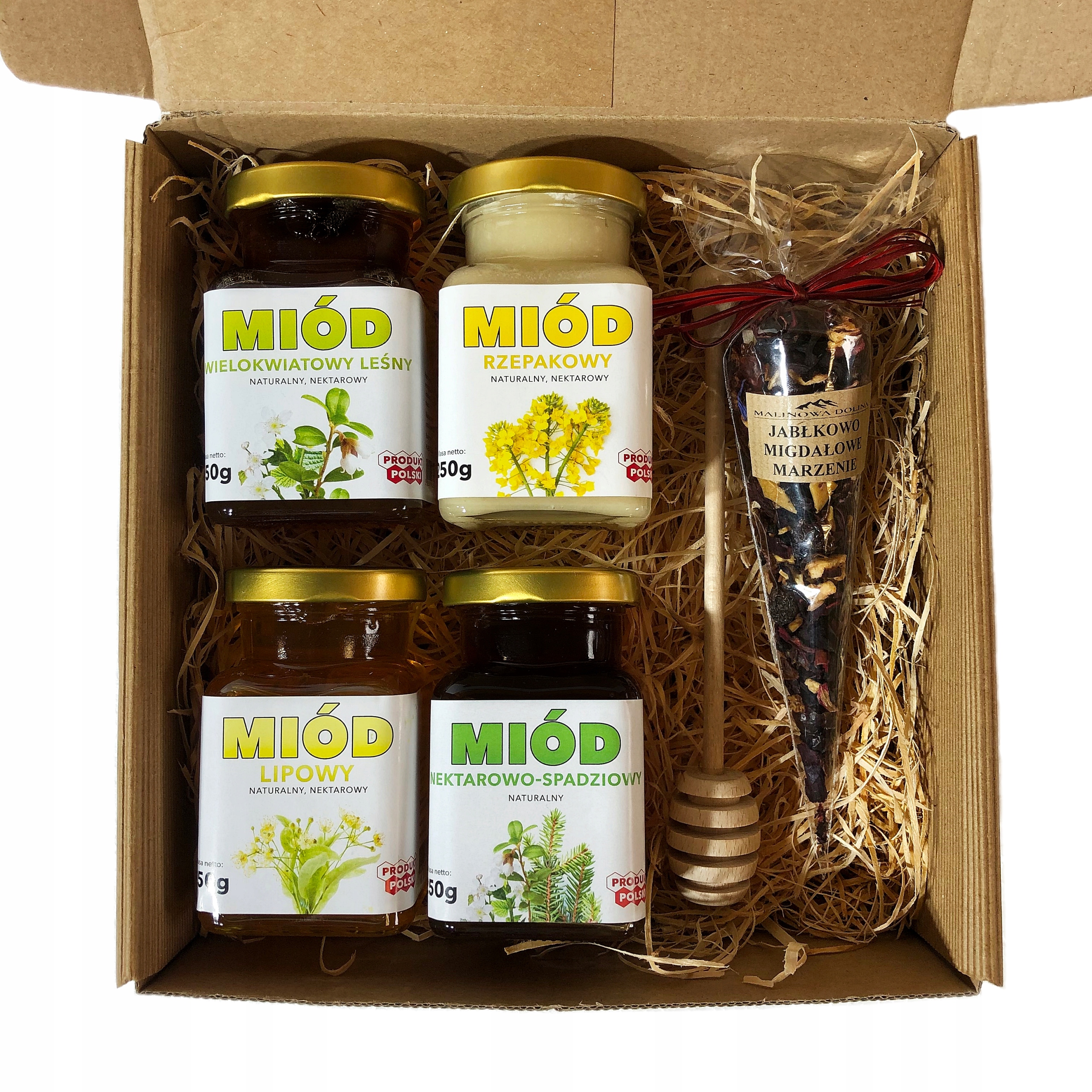 Levně Sada v kartonu – 4 x Med Čaj Tyčinka Dárek k narozeninám