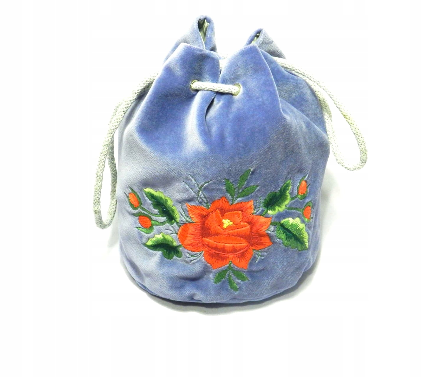 Modrá Kabelka Sáček Folk Rybářská Výšivka Červená Růže Samet