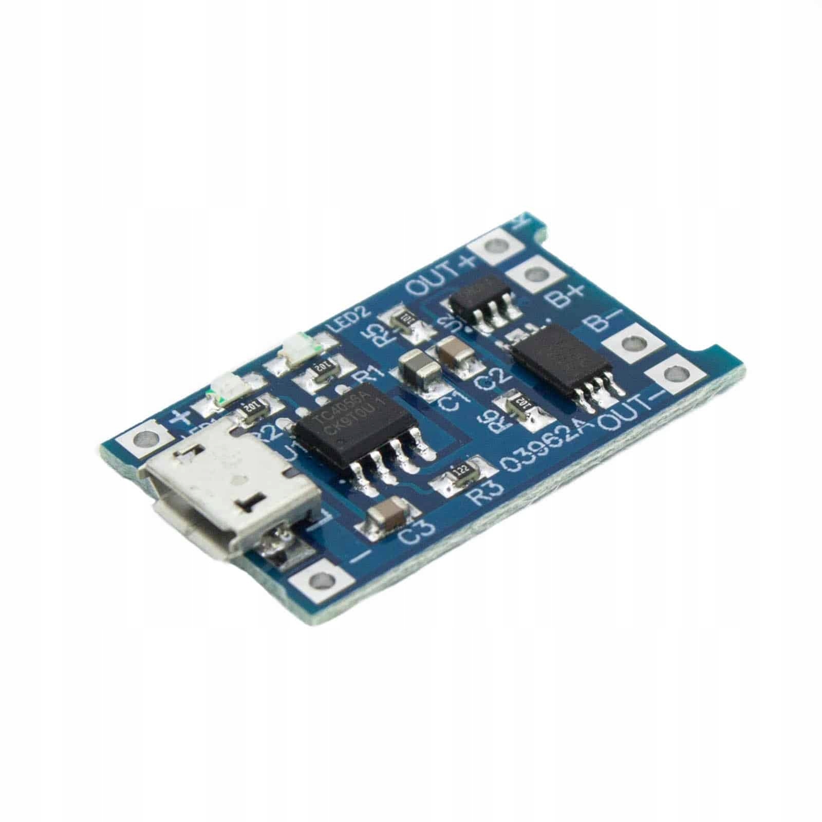 

Ładowarka ogniw Li-Ion 1A 18650 micro Usb