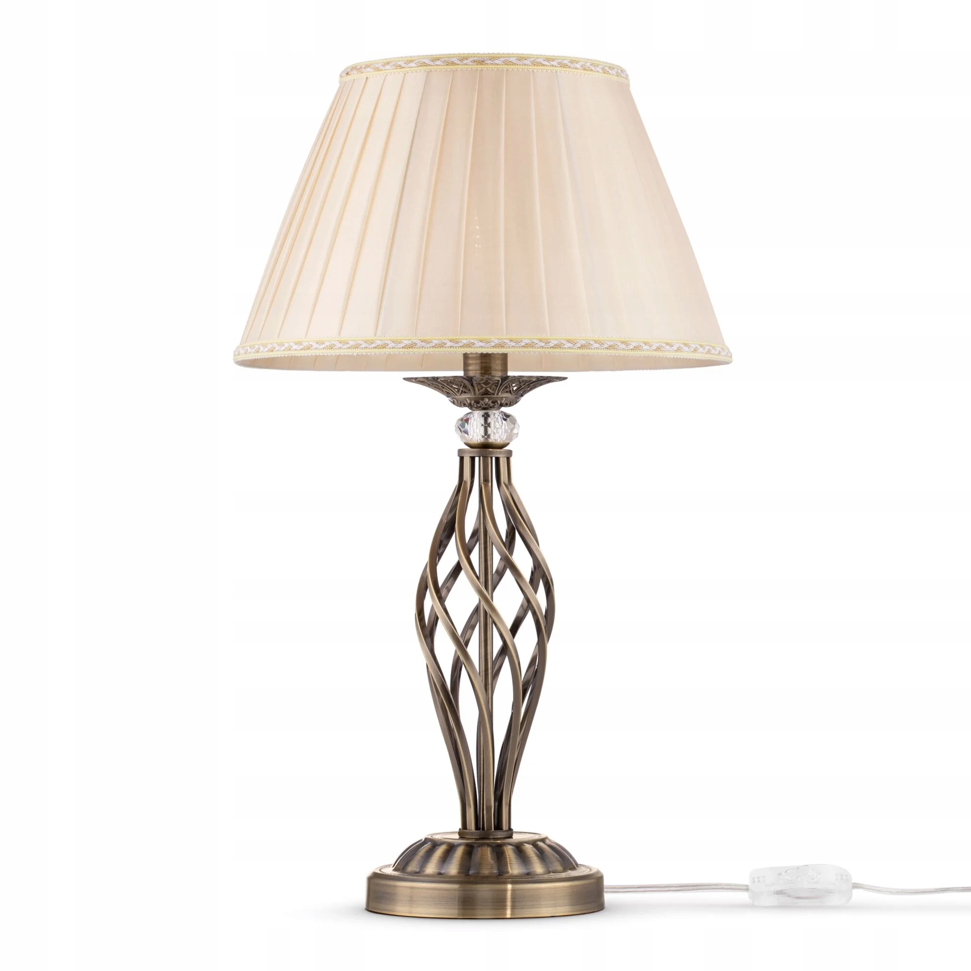 Klasická zlatá stolní lampa s béžovým stínidlem do obývacího pokoje 55 cm Maytoni