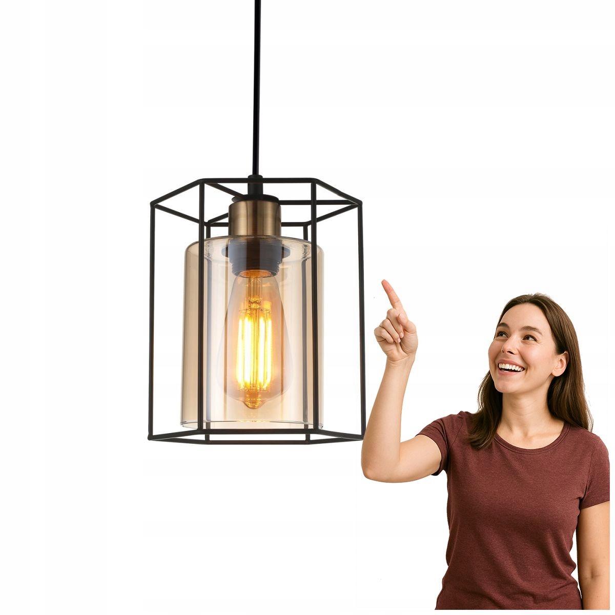 Závěsná lampa Kalula PND-78901-1-BK+AMB Italux