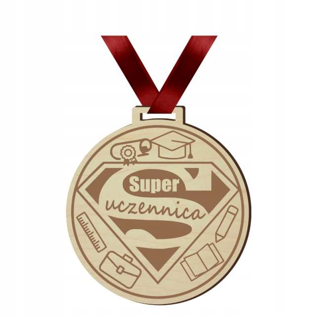

Medal Uczennica taśma Bordo koniec Roku