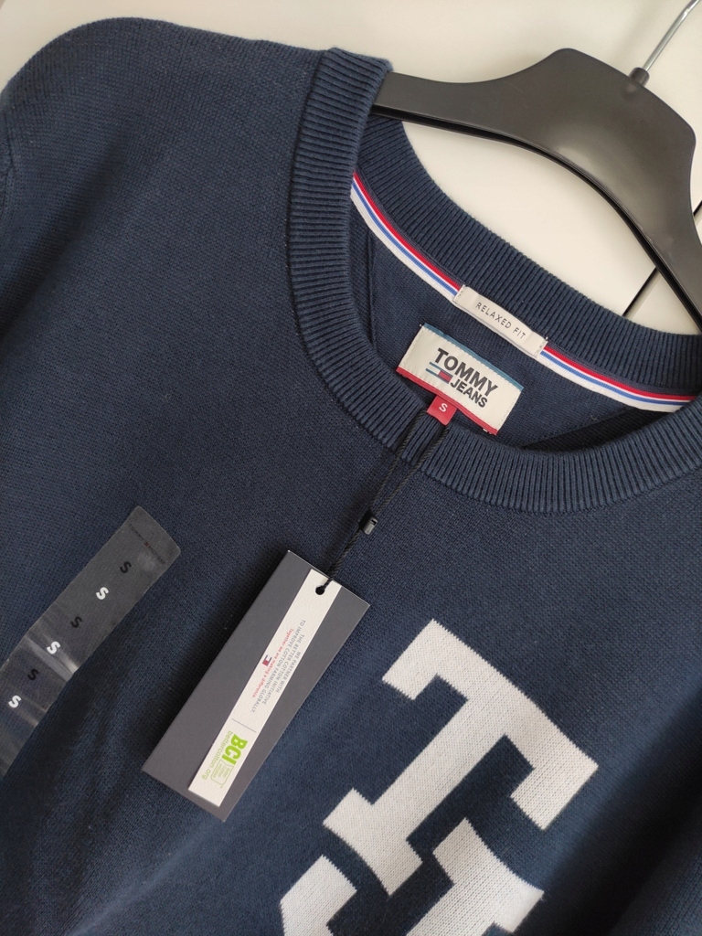 TOMMY HILFIGER DZIANINOWY SWETER 100% BAWEŁNA S Rozmiar S