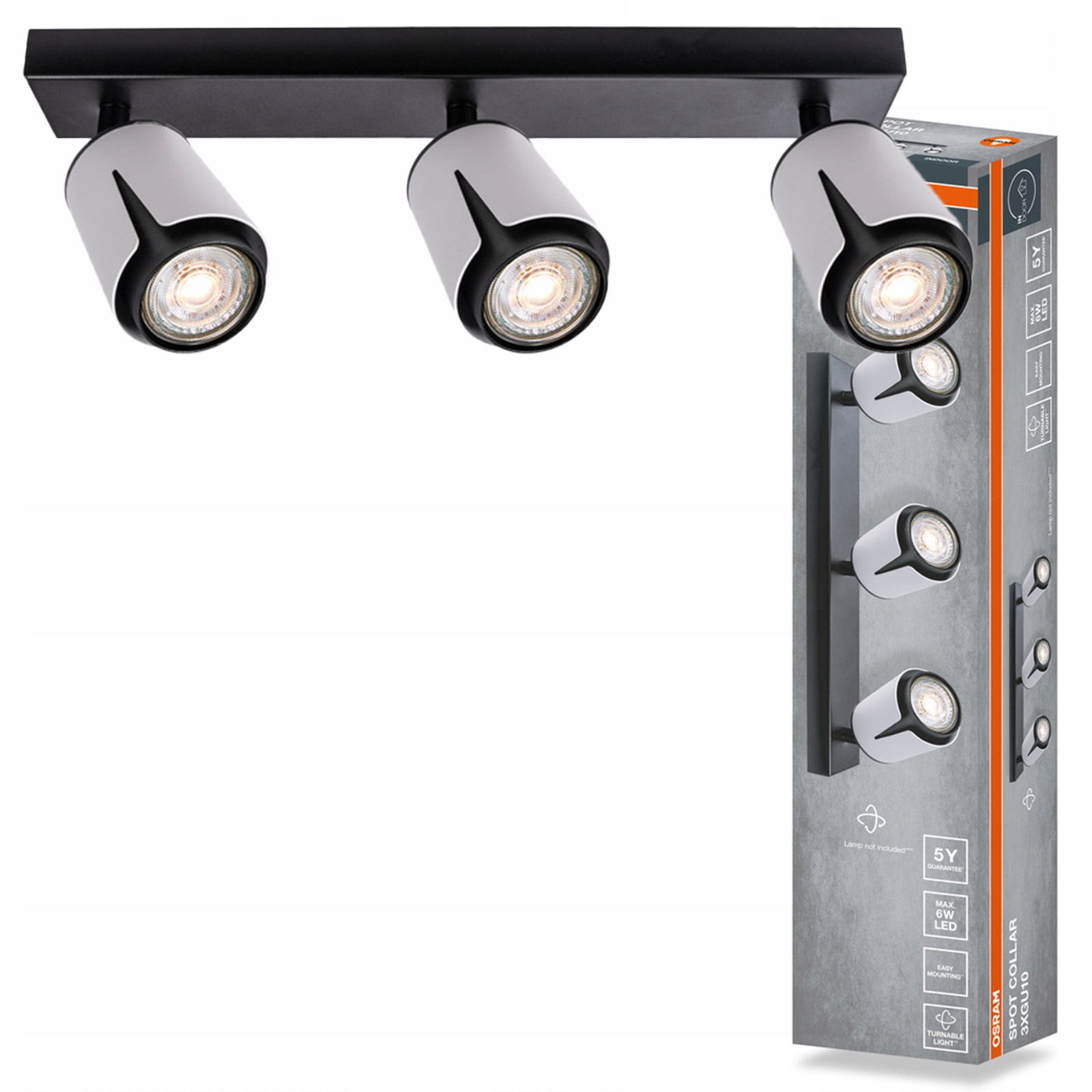Stropní Svítidlo Nástěnné svítidlo Pohyblivé bodové reflektorové 3x GU10 Osram