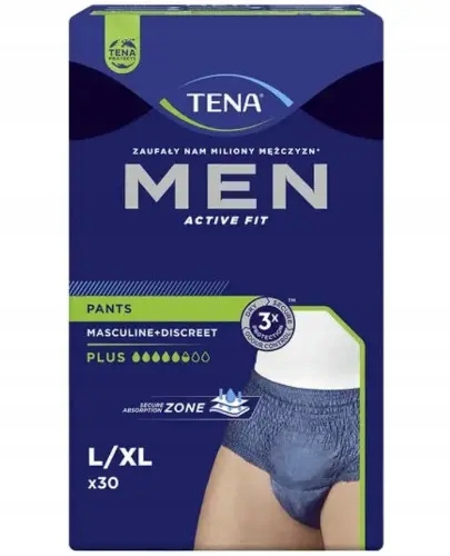 Tena Men Active Fit Pants Plus, majtki chłonne L/XL, 30 sztuk