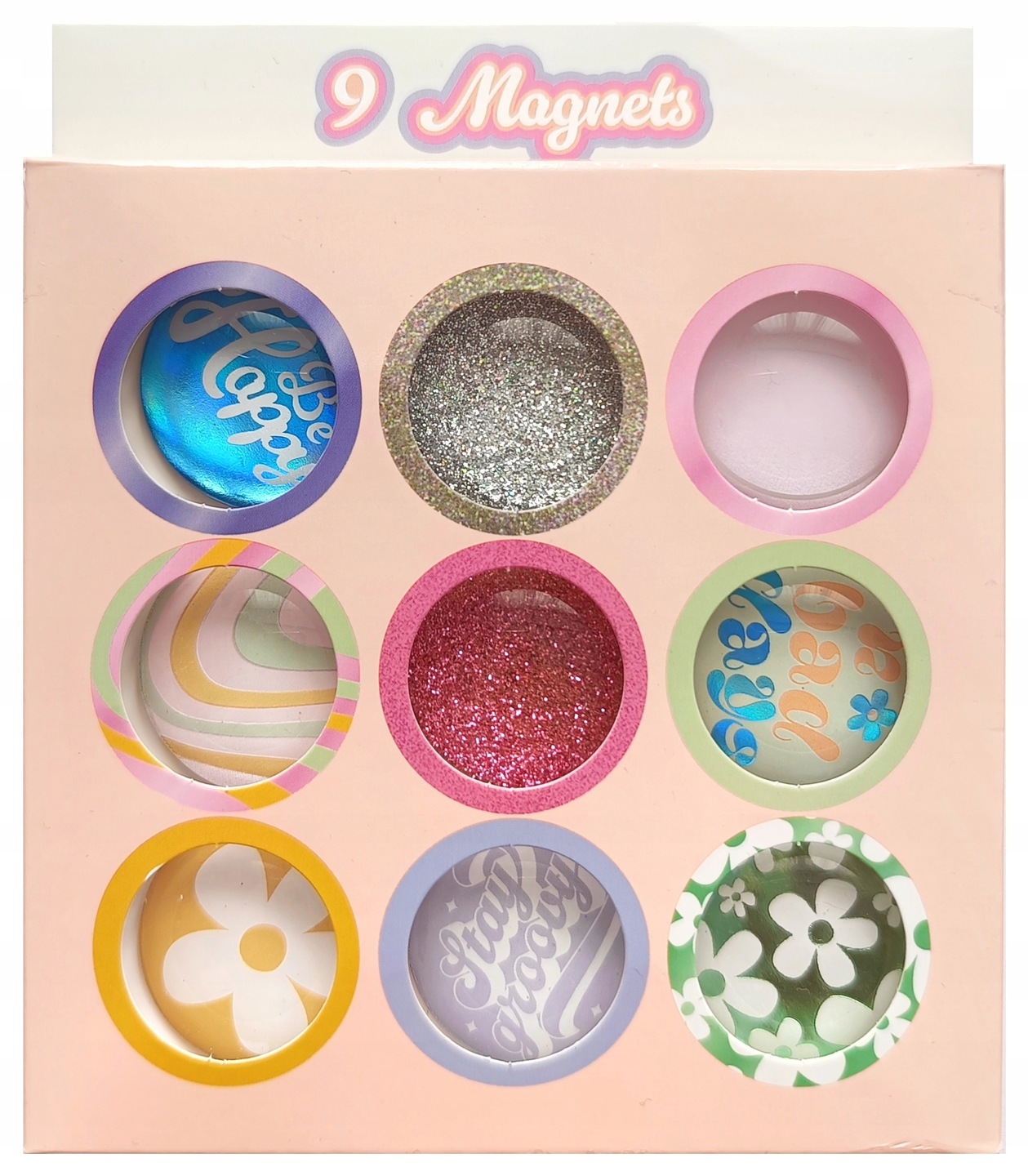 MAGNESY SZKLANE DEKORACYJNE OKRĄGŁE 9 SZTUK NA LODÓWKĘ TABLICĘ MAGNETYCZNĄ