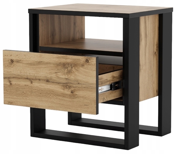 Noční stolek Vera dub wotan černý U šuplík