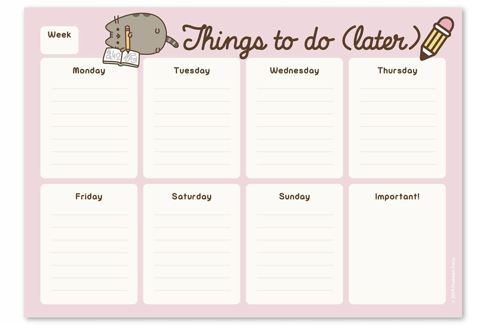 

Planer tygodniowy Pusheen Rose Collection A4