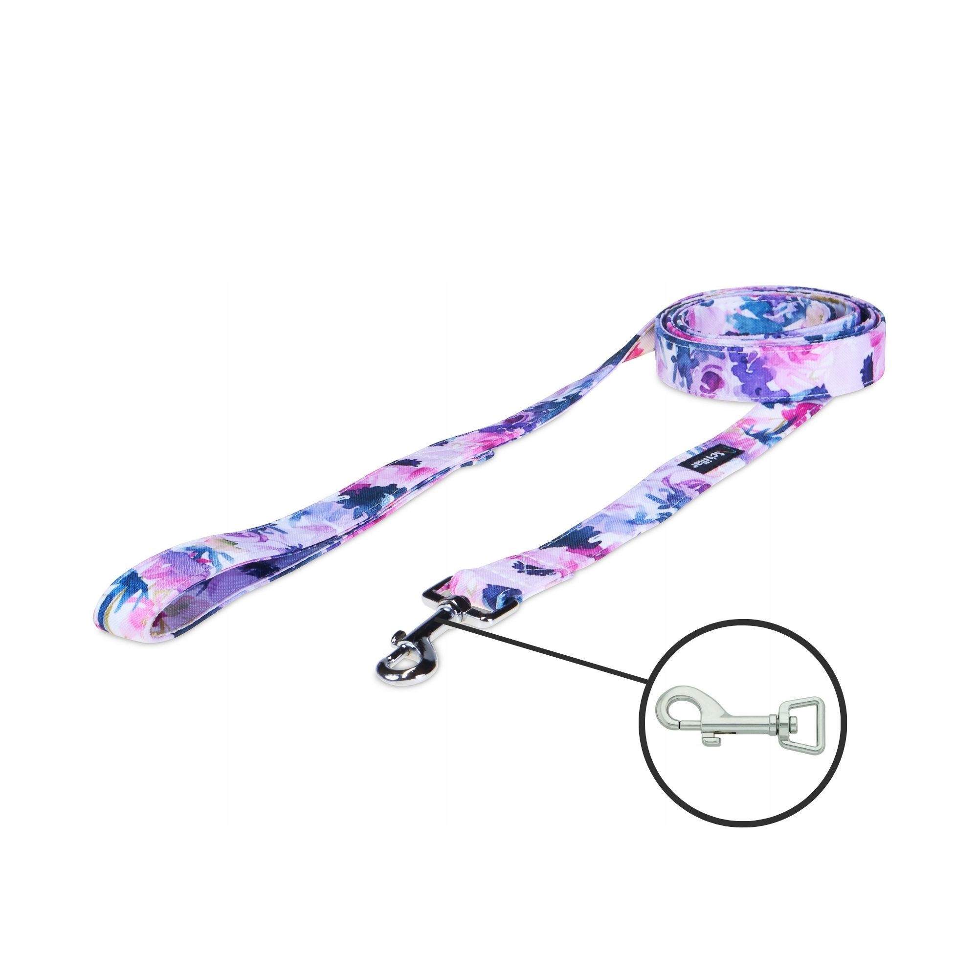 Levně Vodítko pro malého středního psa fialové květy 150 cm 20 mm S M