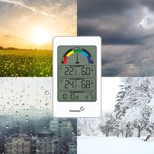 STACJA POGODOWA TERMOMETR WILGOTNOŚĆ ZEGAR BIOWIN Zasilanie bateryjne