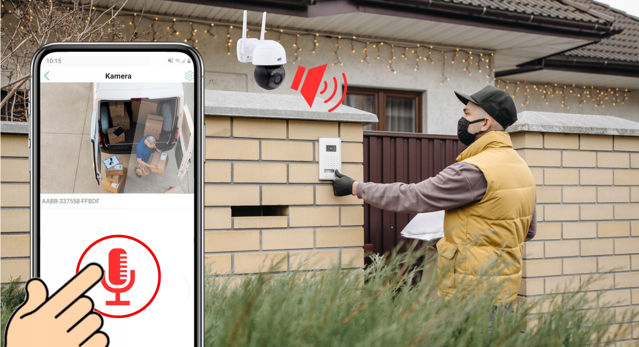 KAMERA WIFI ZEWNĘTRZNA OBROTOWA 5Mpx 4xZOOM ONVIF MIKROFON GŁOŚNIK DVS Certyfikat CE