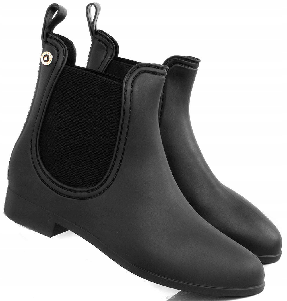 

5933 Czarne Matowe Ocieplane Kalosze Botki 36