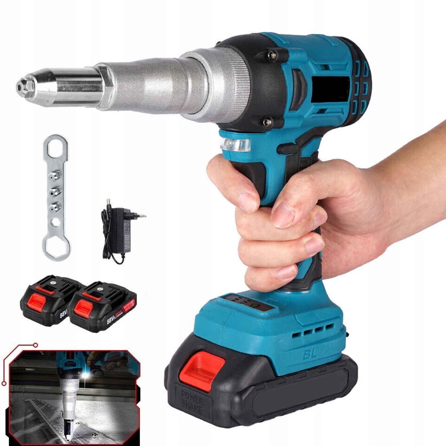 Bezkartáčová Elektrická Nýtovací Pistole S 2 akumulátory