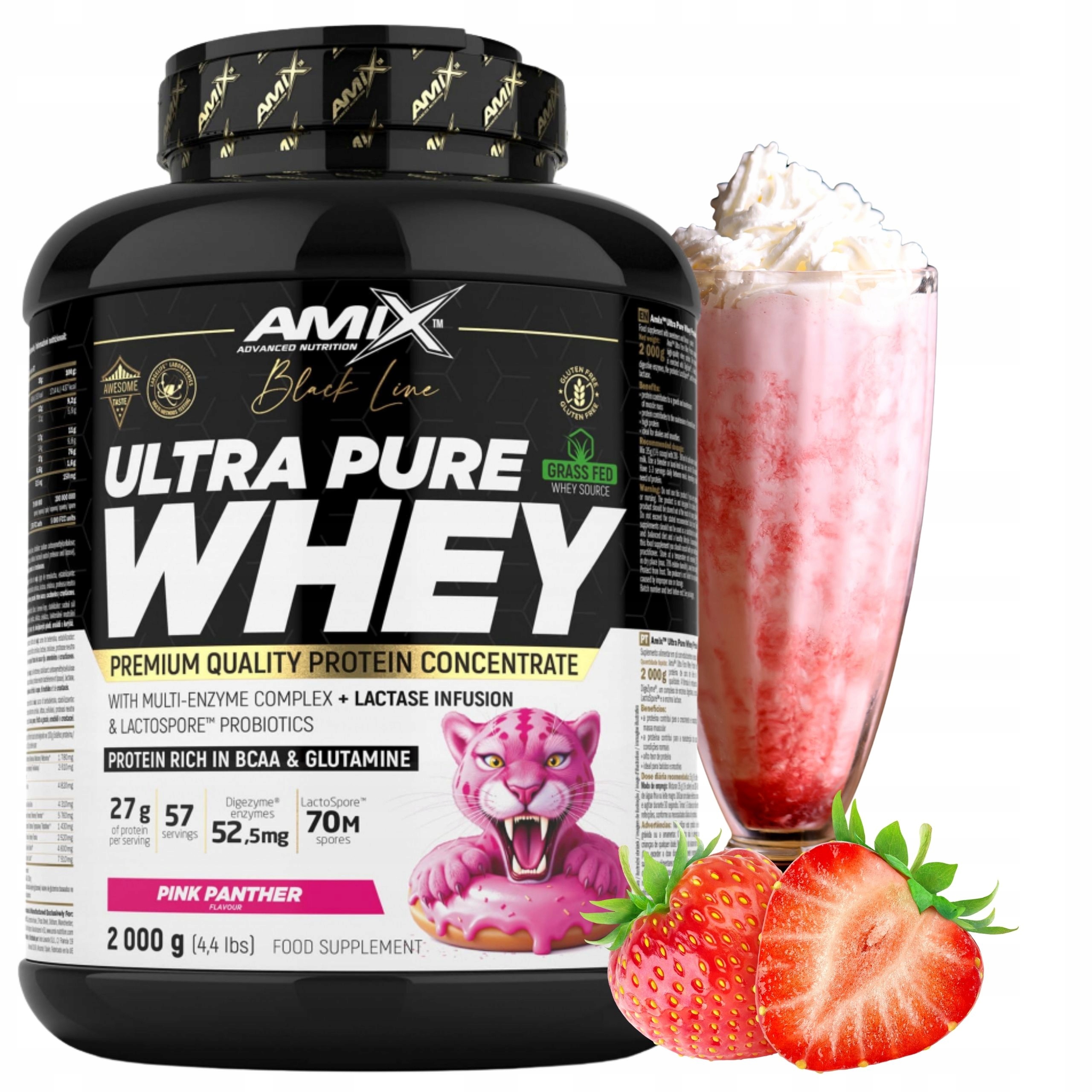 Syrovátkový Koncentrát syrovátkového Wpc Pure Whey Digezyme 2000 g Jahodový