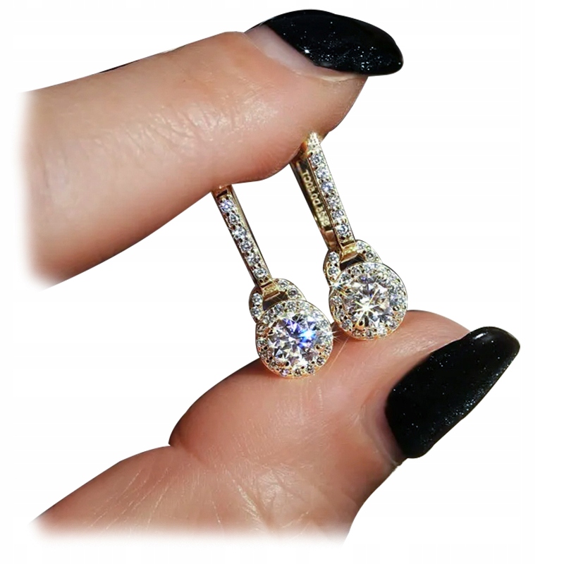 Krásné Pozlacené Náušnice Stříbro 925 Anglické Zapínání Moissanit 0,5CT