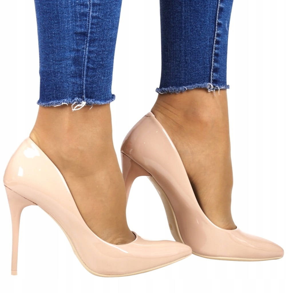 Nude Béžové Lakované Podpatky Boty Elegantní Krásný Model Hot Boty 37